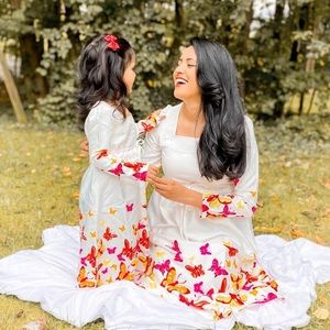 Beautiful butterfly matching dresses